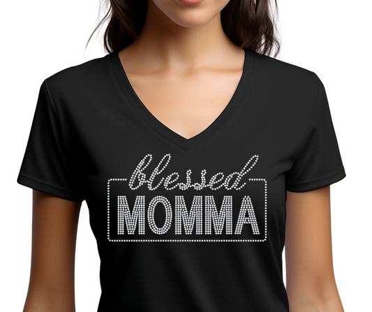 Blessed Momma Bling Tee